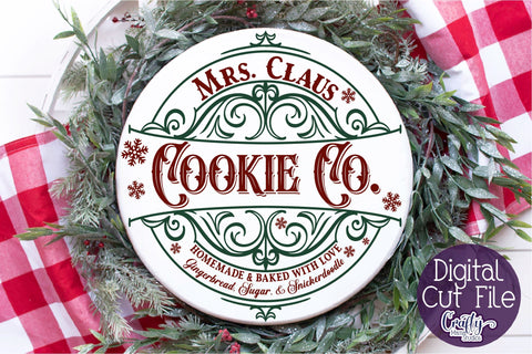 Christmas Svg, Santa Round Sign, Mrs. Claus Cookie Company SVG Crafty Mama Studios 