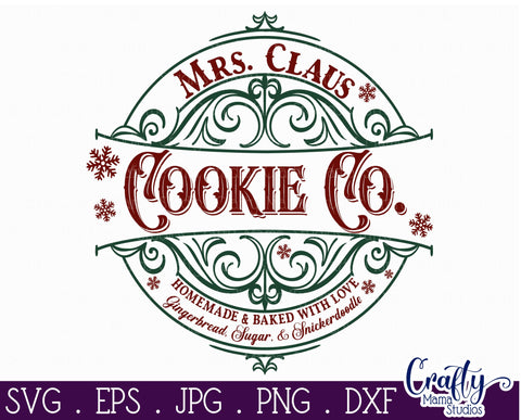 Christmas Svg, Santa Round Sign, Mrs. Claus Cookie Company SVG Crafty Mama Studios 
