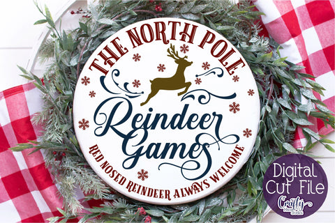 Christmas Svg, Santa Round Sign, North Pole Reindeer Games SVG Crafty Mama Studios 