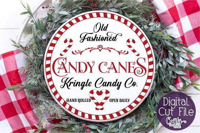 Christmas Svg, Santa Round Sign, Old Fashioned Candy Canes SVG Crafty Mama Studios 