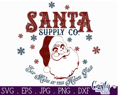 Christmas Svg, Santa Round Sign, Santa Supply Company File SVG Crafty Mama Studios 
