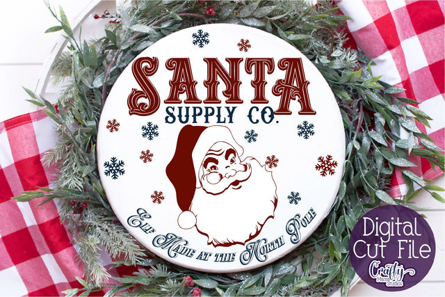 Christmas Svg, Santa Round Sign, Santa Supply Company File SVG Crafty Mama Studios 