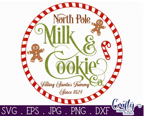 Christmas Svg, Santa Round Sign, Santa's Milk And Cookie Co SVG Crafty Mama Studios 