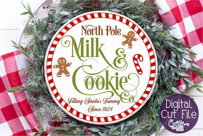 Christmas Svg, Santa Round Sign, Santa's Milk And Cookie Co SVG Crafty Mama Studios 