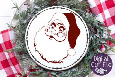 Christmas Svg, Santa Round Sign, Vintage Santa Claus File SVG Crafty Mama Studios 