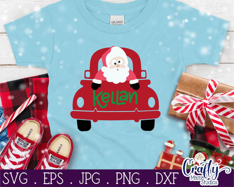 Christmas Svg - Santa Svg - Kid's Christmas - Santa in Truck SVG Crafty Mama Studios 