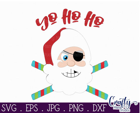 Christmas Svg - Santa Svg - Pirate Santa Claus - Ho Ho Ho Svg SVG Crafty Mama Studios 