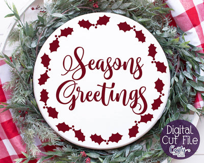 Christmas Svg, Seasons Greetings Svg, Christmas Round Sign SVG Crafty Mama Studios 