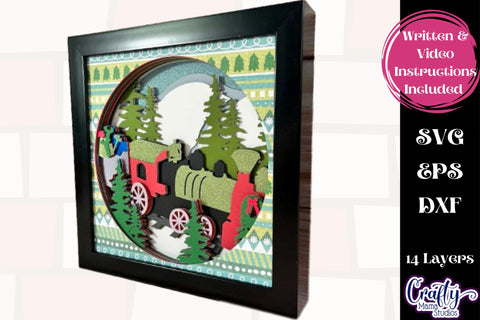 Christmas Svg Shadow Box, 3D Layered Christmas Train Svg SVG Crafty Mama Studios 