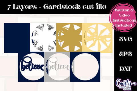 Christmas Svg Shadow Box Design, 3D Christmas Star Believe SVG Crafty Mama Studios 