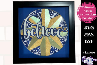 Christmas Svg Shadow Box Design, 3D Christmas Star Believe SVG Crafty Mama Studios 