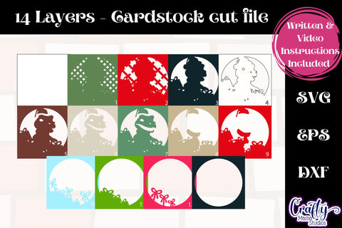 Christmas Svg Shadow Box Design, 3d Layered Dinosaur T-Rex SVG Crafty Mama Studios 