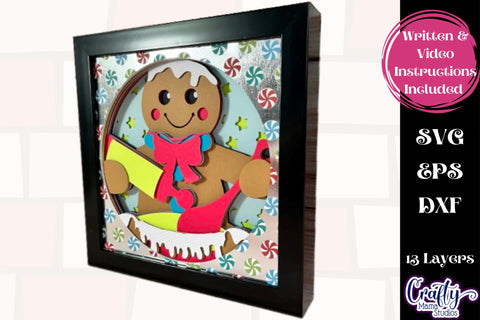 Christmas Svg Shadow Box Design, 3d Layered Gingerbread Man SVG Crafty Mama Studios 