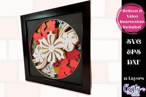 Christmas Svg Shadow Box Design, 3d Layered Winter Holly Svg SVG Crafty Mama Studios 