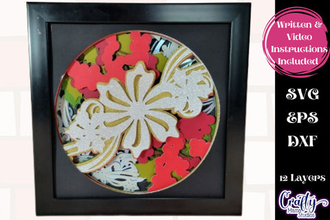 Christmas Svg Shadow Box Design, 3d Layered Winter Holly Svg SVG Crafty Mama Studios 