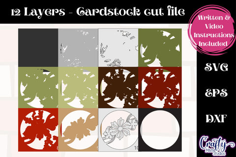 Christmas Svg Shadow Box Design, 3d Layered Winter Holly Svg SVG Crafty Mama Studios 