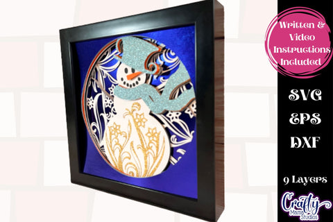 Christmas Svg Shadow Box Design, 3d Layered Winter Snowman SVG Crafty Mama Studios 