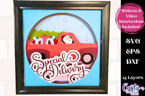 Christmas Svg Shadow Box Design, Santa's Special Delivery SVG Crafty Mama Studios 