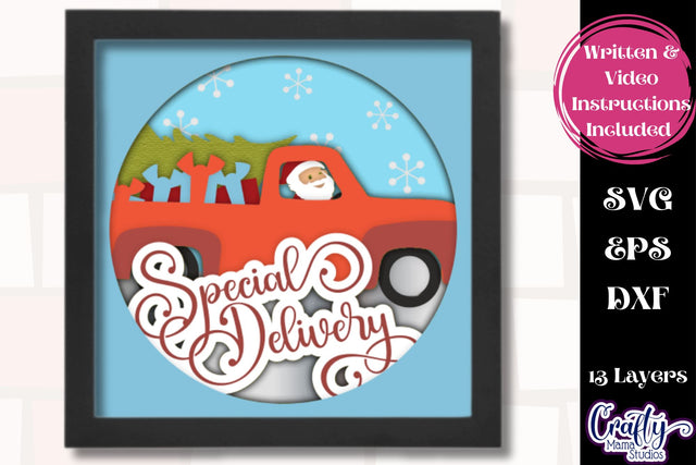 Christmas Svg Shadow Box Design, Santa's Special Delivery SVG Crafty Mama Studios 