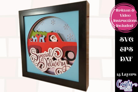 Christmas Svg Shadow Box Design, Santa's Special Delivery SVG Crafty Mama Studios 