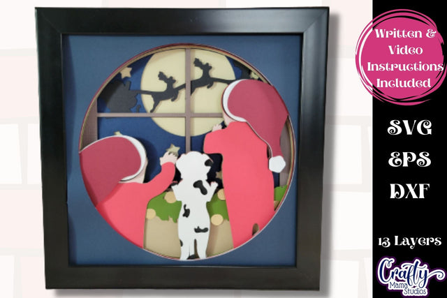 Christmas Svg Shadow Box Design, Searching For Santa Svg SVG Crafty Mama Studios 