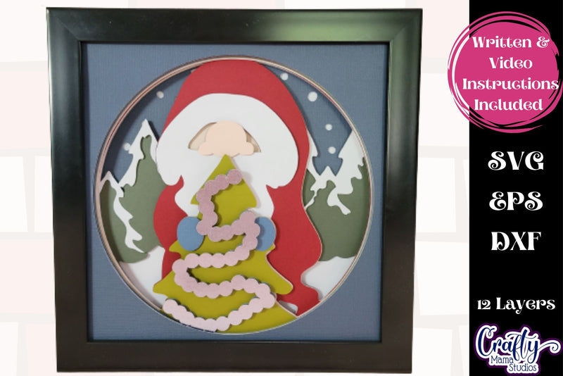 Christmas Svg Shadowbox Design, 3D Layered Gnome Shadow Box SVG Crafty Mama Studios 