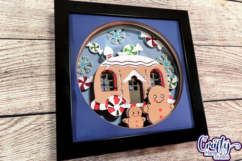 Christmas Svg Shadowbox Design, Gingerbread Shadow Box File SVG Crafty Mama Studios 