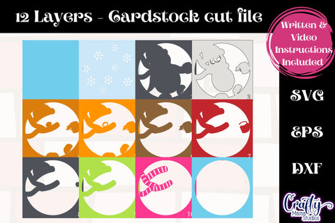 Christmas Svg Shadowbox Design, Hot Cocoa Penguin Shadow Box SVG Crafty Mama Studios 