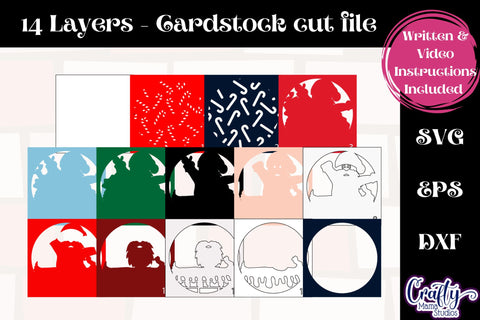 Christmas Svg Shadowbox Design, Santa In Chimney Shadow Box SVG Crafty Mama Studios 