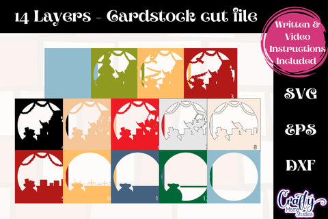Christmas Svg Shadowbox Design, Santa's Workshop Shadow Box SVG Crafty Mama Studios 