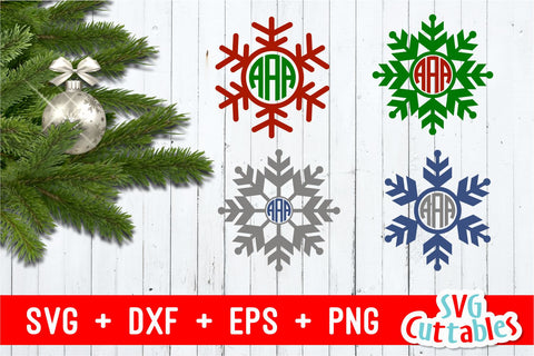 Christmas SVG - Snowflake Monogram Frames SVG Svg Cuttables 