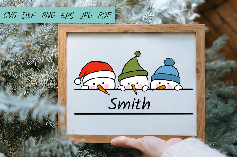 Christmas Svg | Snowman Svg | Snowman Split Monogram SVG - So Fontsy