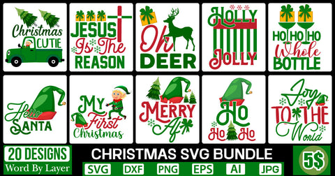 Christmas SVG Sundle SVG Cut File SVGs,quotes-and-sayings,food-drink mini-bundles,print-cut,on-sale Clipart Clip Art Sublimation or Vinyl Shirt Design SVG DesignPlante 503 