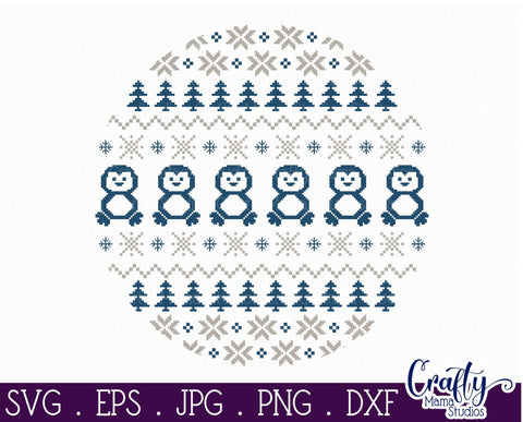 Christmas Svg - Ugly Christmas Sweater Svg - Penguin Sweater SVG Crafty Mama Studios 