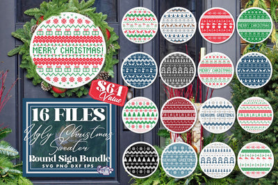 Christmas Svg - Ugly Christmas Sweater Svg - Round Sign Bundle SVG Crafty Mama Studios 