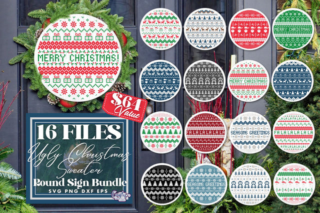 Christmas Svg - Ugly Christmas Sweater Svg - Round Sign Bundle SVG Crafty Mama Studios 
