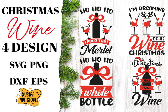 Christmas SVG Wine funny quotes 4 design mini bundle svg SVG Yustaf Art Store 