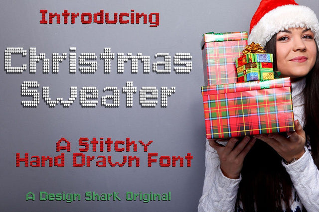 Christmas Sweater Font Design Shark