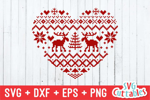 Christmas Sweater Heart svg - Christmas svg - Cut File - svg - eps - dxf - png - Ugly Sweater - Silhouette - Cricut file - Digital File SVG Svg Cuttables 