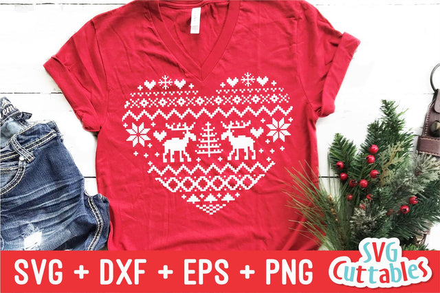 Christmas Sweater Heart svg - Christmas svg - Cut File - svg - eps - dxf - png - Ugly Sweater - Silhouette - Cricut file - Digital File SVG Svg Cuttables 