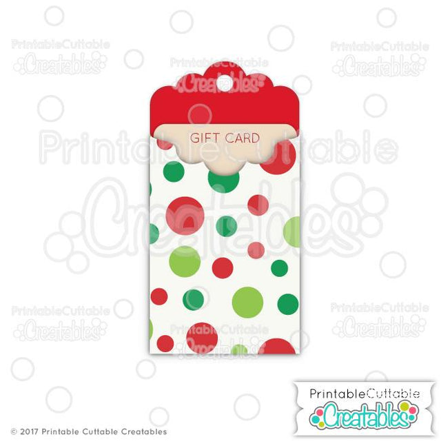 Christmas Tag Gift Card Holder SVG Printable Cuttable Creatables 