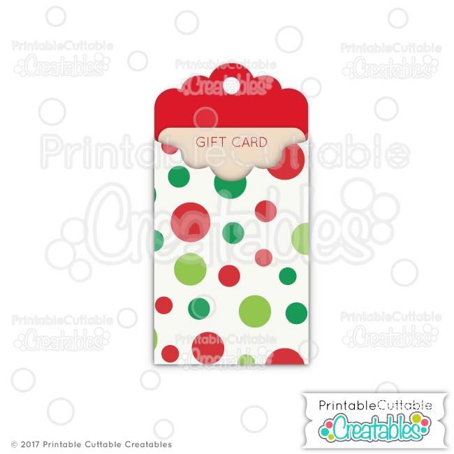 Christmas Tag Gift Card Holder SVG Printable Cuttable Creatables 