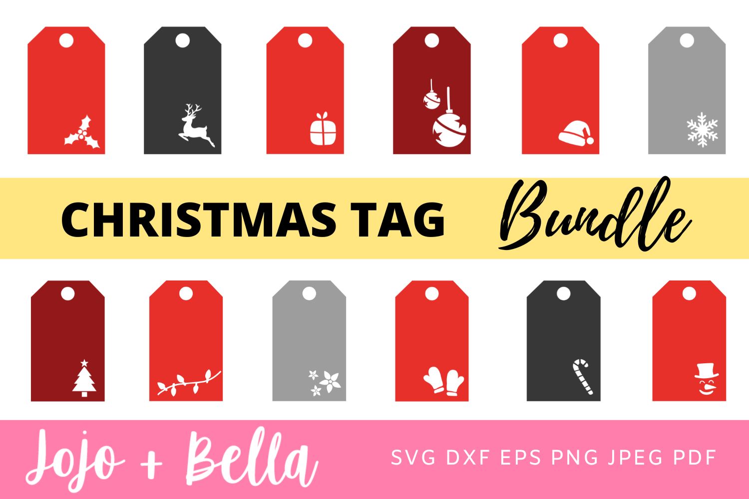 Christmas Gift Tags SVG Bundle, Tags for Presents Template