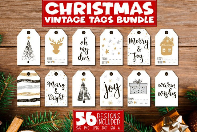 Christmas Tags Bundle | Print and Cut Gift Stickers SVG TatiStudio 