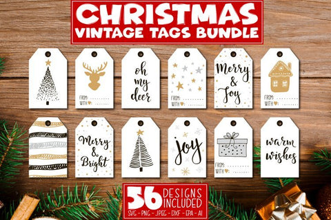 Christmas Tags Bundle | Print and Cut Gift Stickers SVG TatiStudio 