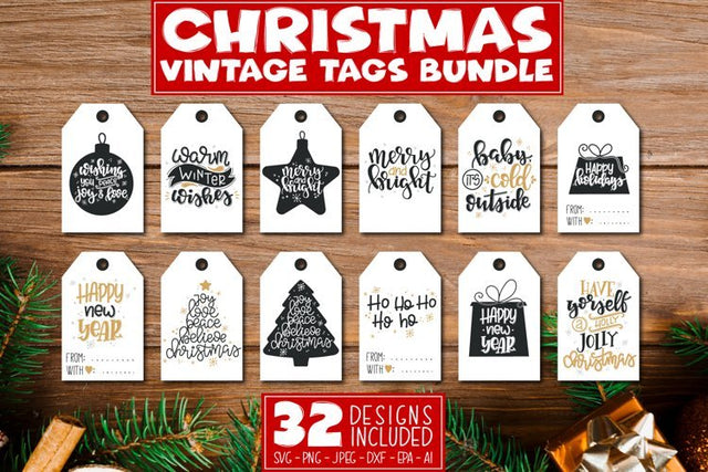 Christmas Tags Bundle - Print and Cut Gift Stickers SVG TatiStudio 