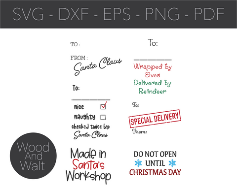 Christmas Tags Bundle Vol. 5 SVG | Christmas Cut File | Holiday Gift Labels | Winter Sticker Design | Xmas Presents Tag | Themed Gifts SVG Wood And Walt 