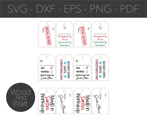 Christmas Tags Bundle Vol. 5 SVG | Christmas Cut File | Holiday Gift Labels | Winter Sticker Design | Xmas Presents Tag | Themed Gifts SVG Wood And Walt 
