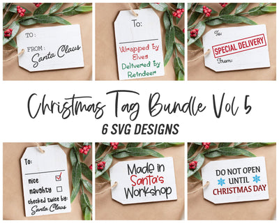 Christmas Tags Bundle Vol. 5 SVG | Christmas Cut File | Holiday Gift Labels | Winter Sticker Design | Xmas Presents Tag | Themed Gifts SVG Wood And Walt 