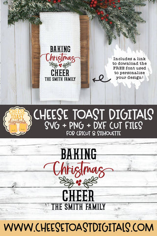 Christmas Tea Towel SVG | Baking Christmas Cheer SVG Cheese Toast Digitals 